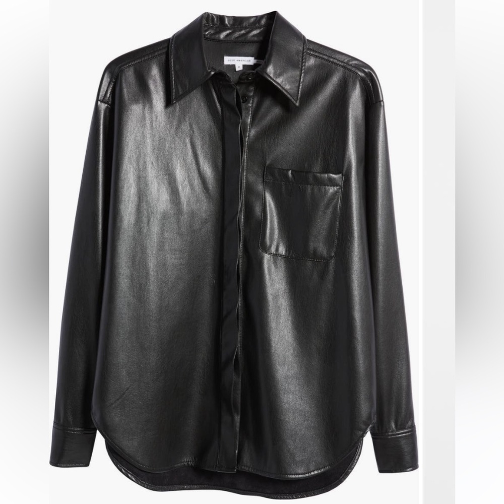 Good American
Better Than
Leather Faux
Leather Button-Up
Shirt  Sz S
New!